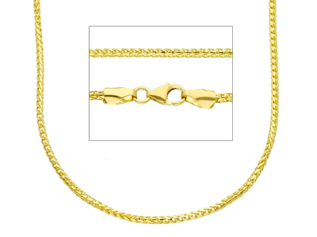 18K YELLOW GOLD CHAIN 1.8mm SQUARE FRANCO LINK, 24 INCHES, 60cm MADE IN ITALY.