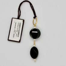 Load image into Gallery viewer, SOLID 18K YELLOW GOLD PENDANT WITH WHITE FW PEARL AND BLACK ONYX,  MADE IN ITALY
