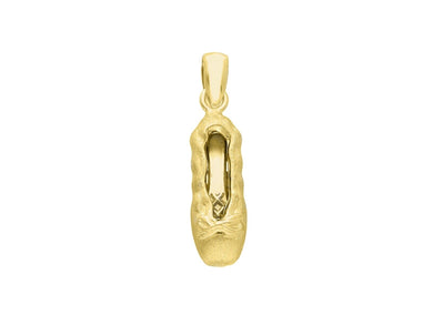 18K YELLOW GOLD BALLET SHOE CHARM PENDANT, SATIN, 0.87 INCHES MADE IN ITALY.