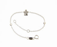 18k white gold bracelet for kids with angel and cubic zirconia made in Italy.