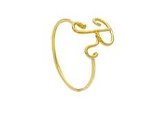 Load image into Gallery viewer, 18K YELLOW GOLD SMOOTH WIRE 1mm RING, LETTER INITIAL R LENGTH 10mm 0.4&quot;.
