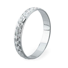 Load image into Gallery viewer, 18K WHITE GOLD WEDDING BAND 3mm THICK RING MARRIAGE ENGAGEMENT WORKED HAMMERED.
