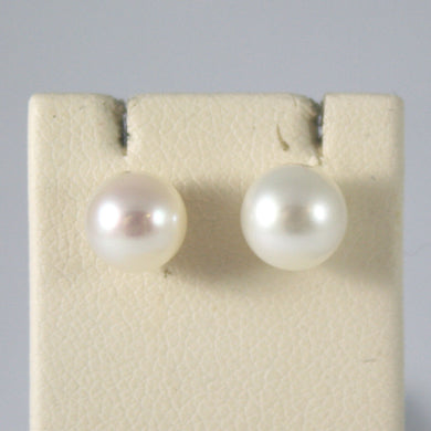 SOLID 18K YELLOW GOLD EARRINGS WITH FRESHWATER WHITE PEARLS MADE IN ITALY..