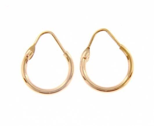 18k rose gold round circle earrings diameter 10 mm width 1.7 mm, made in Italy.