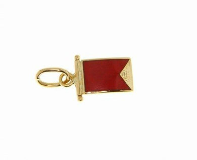 18k yellow gold nautical glazed flag letter b pendant charm medal enamel Italy.
