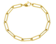 18K YELLOW GOLD BRACELET ROUNDED TUBE OVAL PAPER CLIP 5x15mm ITALY MADE 7.1