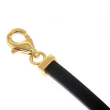 Load image into Gallery viewer, SOLID 18K YELLOW WHITE GOLD BRACELET 4mm SQUARE TUBE PLATE AND BLACK RUBBER 8.3&quot;.
