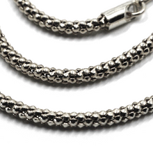 Load image into Gallery viewer, 18k white gold basket rounded 2.8mm tube basket popcorn chain necklace, 16&quot;.
