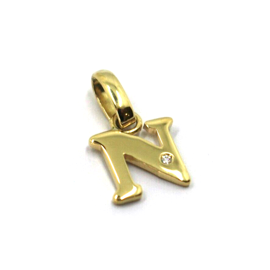 18k yellow gold pendant charm small initial letter N, 10mm, 0.4