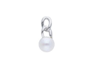18k white gold pendant charm with round freshwater white luster pearl 7/7.5 mm.
