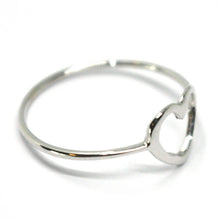 Load image into Gallery viewer, SOLID 18K WHITE GOLD HEART LOVE RING, 10mm DIAMETER FLAT HEART CENTRAL, SMOOTH.
