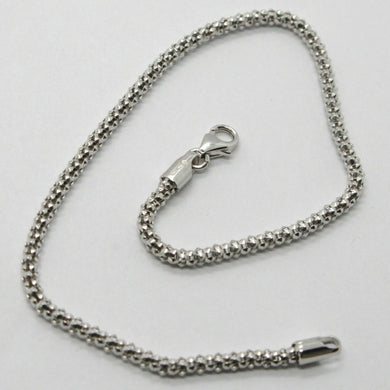18k white gold bracelet small basket round tube popcorn link 2.2 mm.