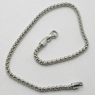 18k white gold bracelet small basket round tube popcorn link 2.2 mm.