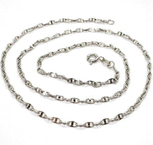 Load image into Gallery viewer, 18k white gold chain flat navy mariner oval bright link 2.5 mm, 20 inches.
