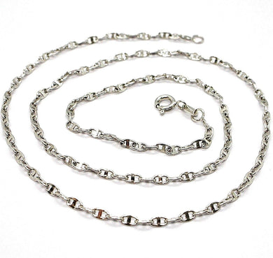18k white gold chain flat navy mariner oval bright link 2.5 mm, 20 inches.