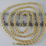 18k yellow gold chain necklace 3.5 mm braid big rope link 19.7, made in Italy.