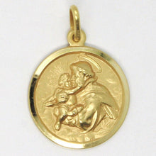 Load image into Gallery viewer, 18K YELLOW GOLD ST SAINT ANTHONY PADUA SANT ANTONIO MEDAL MADE IN ITALY, 19 MM
