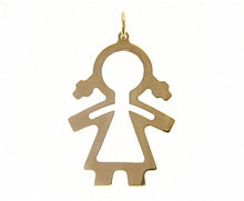 Load image into Gallery viewer, 18k yellow gold luster pendant with girl baby perforated made in Italy 1.25 inch
