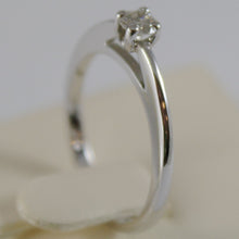 Load image into Gallery viewer, 18k white gold solitaire wedding band stylized ring diamond 0.20 made in Italy.
