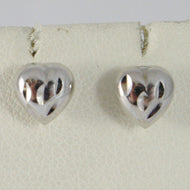 18k white gold earrings with very shiny heart love worked made in Italy 0.28 in.
