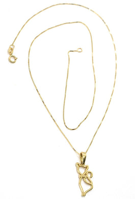 18K YELLOW GOLD MINI NECKLACE, CAT PENDANT 0.7
