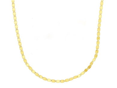 18K YELLOW GOLD CHAIN, SMALL 1.8mm FLAT POLISHED OVALS, 15.7
