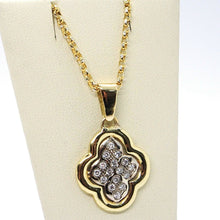 Load image into Gallery viewer, 18k yellow &amp; white gold necklace with diamonds cross rounded pendant
