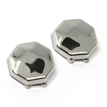 Load image into Gallery viewer, 18k white gold button covers, faceted octagon, made in Italy.
