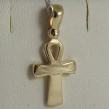 Load image into Gallery viewer, SOLID 18K YELLOW GOLD CROSS, CROSS OF LIFE, ANKH, SHINY, 0.87 INCH MADE IN ITALY.
