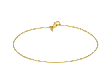 18k yellow gold bracelet, rigid, bangle, thin 1mm tube, smooth with lobster.