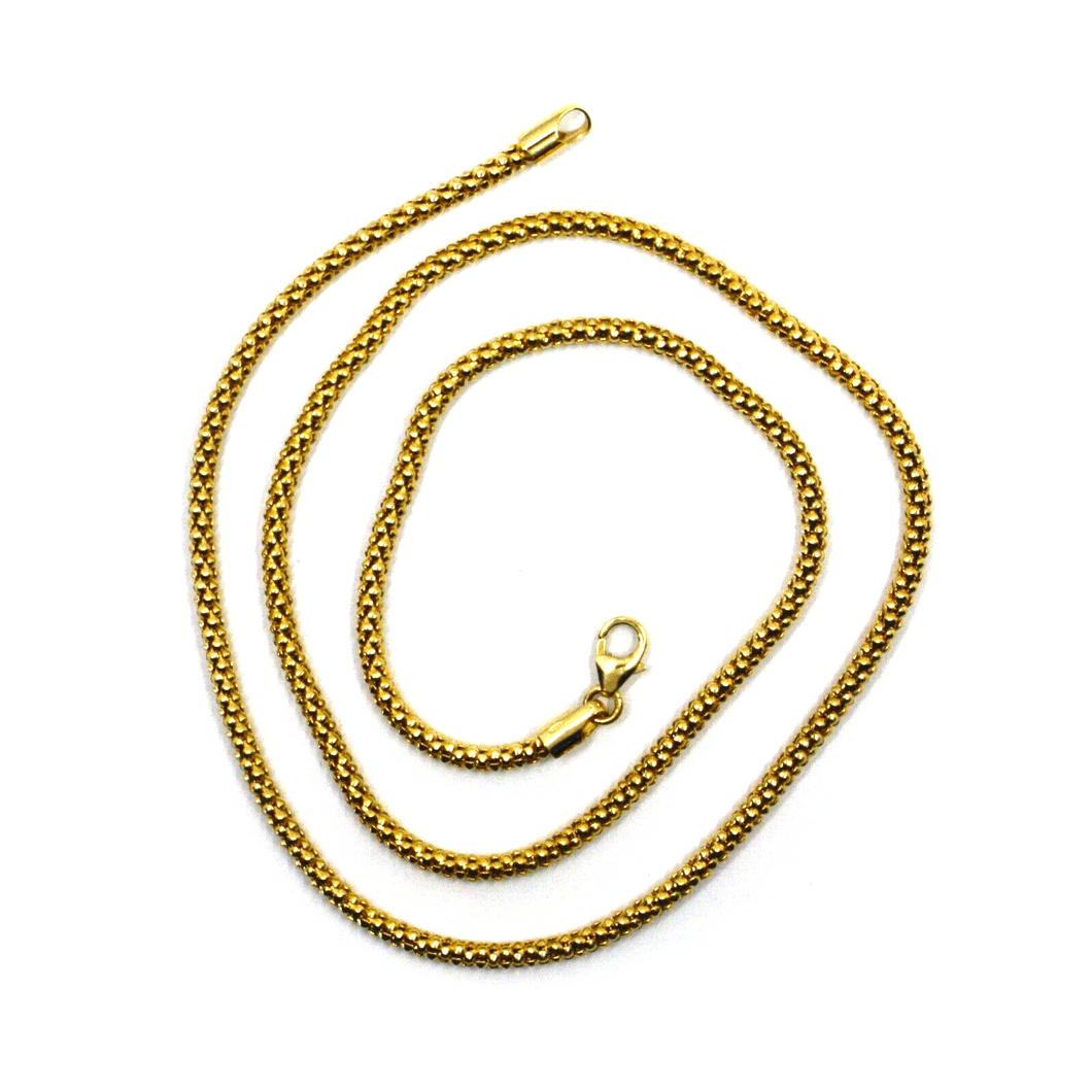 18k yellow gold basket rounded 2.2mm tube basket popcorn chain necklace, 20