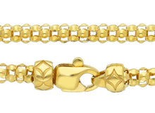Cargar imagen en el visor de la galería, 18k yellow gold basket rounded 4mm tubular basket popcorn chain necklace, 20&quot;.
