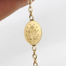 Load image into Gallery viewer, 18k yellow gold rosary bracelet, 2.5 mm spheres, Cross &amp; miraculous medal.
