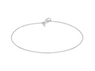18k white gold bracelet, rigid, bangle, thin 1mm tube, smooth with lobster.