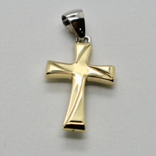 Load image into Gallery viewer, 18k yellow and white gold cross Jesus stylized very luster made in Italy 1.2 in.
