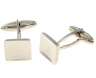 18K WHITE GOLD CUFFLINKS, SQUARE FLAT 13mm 0.5