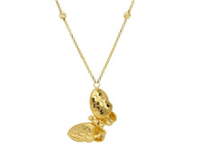 Load image into Gallery viewer, SOLID 18K YELLOW GOLD NECKLACE FINELY WORKED 22mm BUTTERFLY PENDANT, ROLO CHAIN.
