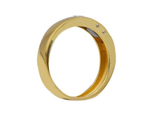 Load image into Gallery viewer, 18K YELLOW WHITE GOLD MAN BAND 5mm THICK RING, MODERN SQUARED SCREWS WITH ONYX.
