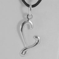 18k white gold pendant charm initial letter L, made in Italy 1.0 inches, 25 mm.
