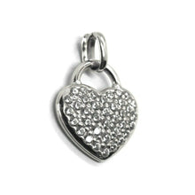 Load image into Gallery viewer, 18k white gold 16mm 0.63&quot; rounded heart, zirconia pendant.
