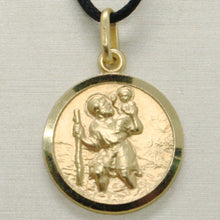 Load image into Gallery viewer, solid 18k yellow gold St Saint San Cristoforo Christopher medal diameter 17 mm pendant.
