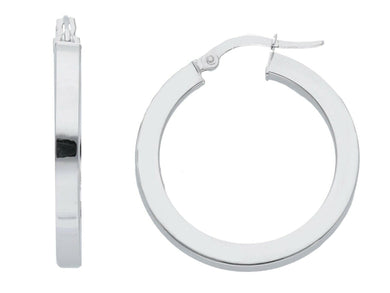 18k white gold circle earrings diameter 20 mm with square tube made in Italy.
