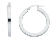 18k white gold circle earrings diameter 20 mm with square tube made in Italy.