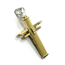 Load image into Gallery viewer, 18K YELLOW WHITE GOLD CROSS PENDANT 34mm 1.35&quot;, STYLIZED WITH JESUS, ITALY MADE
