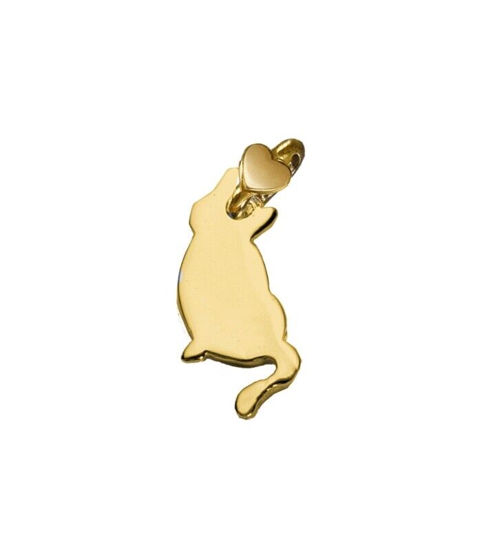 SOLID 9K YELLOW GOLD SMALL 13mm PENDANT FLAT CAT MADE IN ITALY BY DODO MARIANI.