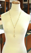 Load image into Gallery viewer, 18k yellow gold Rosary necklace Miraculous Mary medal Jesus Cross 5mm spheres.
