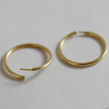 Load image into Gallery viewer, 18K YELLOW GOLD EARRINGS MINI CIRCLE HOOP 13 MM 0.51 IN DIAMETER MADE IN ITALY
