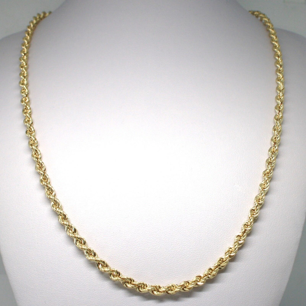 18k yellow gold chain necklace 5 mm braid big rope link 19.7, made in Italy.