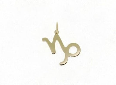 18k yellow gold zodiac sign pendant zodiacal flat charm capricorn, made in Italy.