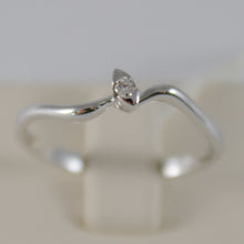 Load image into Gallery viewer, SOLID 18K WHITE GOLD SOLITAIRE WEDDING BAND RING WITH DIAMOND 0.03 MADE IN ITALY

